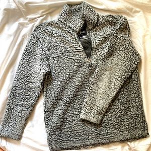 Sherpa quarter-zip cozy sweater